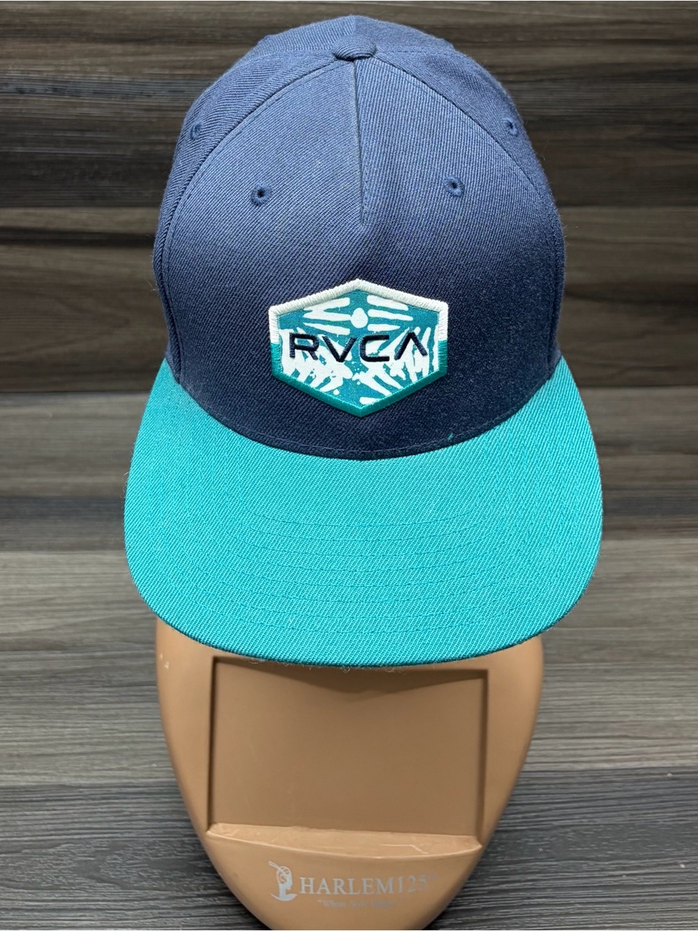 RVCA Navy Crown Teal Brim Snapback Hat